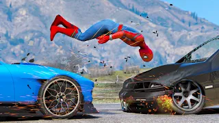 GTA 5 Spiderman No Seatbelt Car Crashes - Spider-Man Ragdolls Compilation #3 (Euphoria physics)