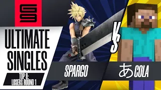 Sparg0 vs あcola - Ultimate Singles Top 8 Losers Round 1 - Genesis 9 | Cloud vs Steve