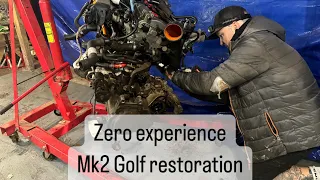 VW Mk2 Golf 1.8 20VT Restoration Ep.4 Welding, Seam Sealer & Engine Removal