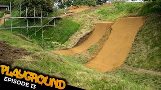 BUILDING, RIDING AND NAMING A MEGA NEW DIRT JUMP!! PLAYGROUND EP13