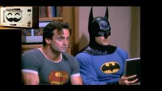 Batman and Superman Being Friends - Midjourney AI 80s Sitcom - Batman & Superman In Super Brothers