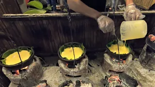 Filipino Street Food | Charcoal Baked Bibingka - Charcoal Baked Rice Cake in Banana Leaves