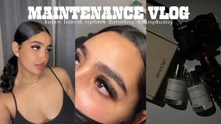 MAINTENANCE VLOG *hair, lashes, eyebrow threading, skin* ft. dossier | Jaylee Ortega