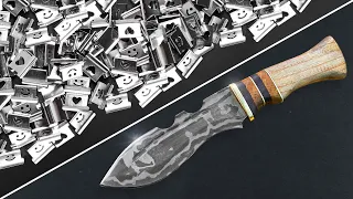 A Damascus knife made of hundreds of metal holders! The painstaking work of a blacksmith