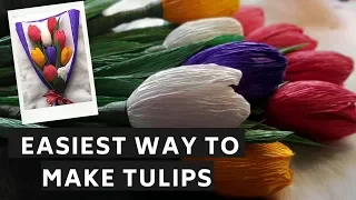 HOW TO MAKE CREPE PAPER TULIPS|DIY PAPER CRAFT|EASY PAPER TULIP TUTORIAL