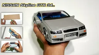 Membuat mobil Nissan Skyline GTR34 Full dari Kardus, (HANDMADE, DIY)