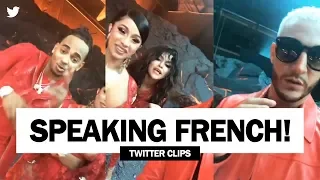 DJ Snake, Selena Gomez, Cardi B and Ozuna Speaking French (Taki Taki Music Video Shoot)