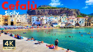 Cefalu Sicily Italy 🇮🇹 4K Town and Beach Walking Tour 2022