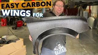 Making EASY carbon parts for GIZFAB. Carbon Wings using the skinning wet lay method. part 2