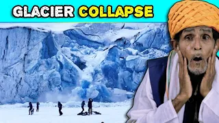 Villagers React To Glaciers Collapse in Water Compilation ! Tribal People React To Glacier Collapse