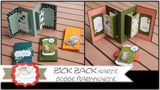 Zick Zack Karte - besondere Kartenform - einfache Babykarte - Fensterkarte Stampin´Up! - Anleitung