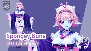 【3D Model】SpongeyBuns Commission - Timelapse