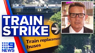 Major disruptions caused by Sydney train strike | 9 News Australia