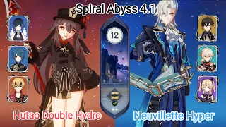 C0 Hutao Double Hydro & C0 Neuvillette Hyper - Spiral Abyss 4.1 - Floor 12 9 star Genshin Impact