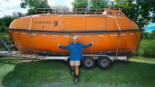 I Bought A 64 Person ENCLOSED LIFE BOAT Off Facebook Marketplace!! (it weighs 20,000 pounds...)