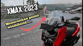 Yamaha xmax connected 2023 dan cara Menurunkan posisi windshield xmax 2023