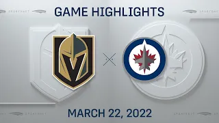 NHL Highlights | Golden Knights vs. Jets - Mar. 22, 2022