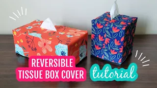 DIY Tissue Box Cover Tutorial From Fabric #sewingtissueboxcover #fabrictissueboxcover