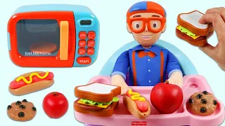 Blippi Pretend Cooking Huge Lunch Meal Time with Magic Toy Microwave & DIY Play Doh Creations!