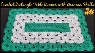 Crochet  Rectangle Table Runner with German Shells