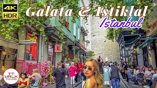 Summer Walking Tour | Galata Tower & Istiklal Street, Istanbul | 4K HDR