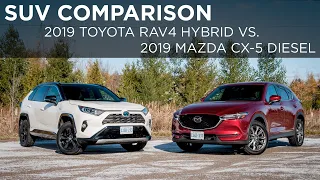 2019 Toyota RAV4 Hybrid vs. 2019 Mazda CX-5 Diesel | SUV Comparison | Driving.ca