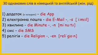 Однакові слова в німецькій та англійській мові | die gleichen Wörter auf Englisch und Deutsch