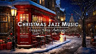 Smooth Christmas Jazz Music with Snowing Ambience to Relax ☕ Cozy Christmas Coffee Shop Ambience