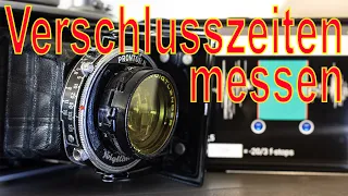 Alte Kameras -Verschlusszeiten messen an Voigtländer, Minolta, EDIXA Kleinbild und Mittelformat.