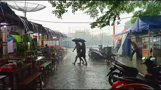 Heavy Rain and Lightning in Banjarsari City | Terrible Storm And Strong Thunder Sound In The City