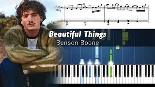 Benson Boone - Beautiful Things - Piano Instrumental Tutorial with Sheet Music