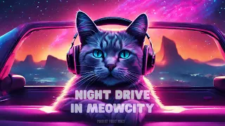 Night Drive in MeowCity | 80s Retro Synthwave Pop Mix 1 Hour (4K AI Visualizer)