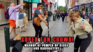 FUN CROWD on the STREETS with MASHUP of PUMPED UP KICKS AND RADIOACTIVE