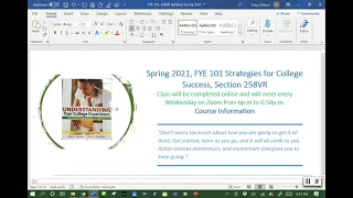FYE 101   Explaining the Syllabus Video #1