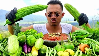 Mukbang 20 kinds of raw vegetables - Sambal Terasi