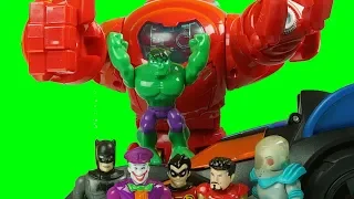 HULK smashes GOTHAM IRON MAN saves the day with BATMAN imginext toys