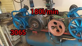 Three-piston compressor pump test 3065 Baracuda 200l tank capacity 180l / min