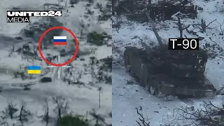 US Bradley IFV Destroy Russian T-90M tank. The Most Intense Tank Battle in Avdiivka #warinukraine