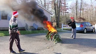 Psycho Kid Torches Christmas Tree