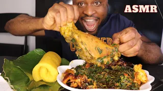 Mukbang Asmr Big Piece of Beef Breast Afang Soup & Garri Fufu/Nigeria Calabar Soup/African mukbang