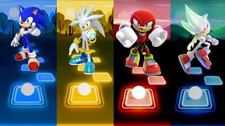 Sonic vs Silver Sonic vs Knuckles vs Hyper Sonic - Tiles Hop EDM Rush!!