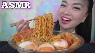 ASMR ALL THE GOODNESS SPICY NOODLES *KIMCHI +EGG + SPAM + ENOKI (EATING SOUND) NO TALKING | SAS-ASMR