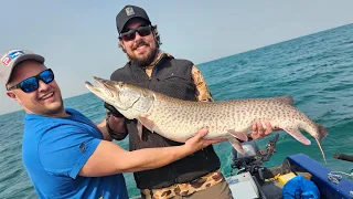 My first ever musky was an unexpected fish of a lifetime! Doubled up on Lake St. Clair!!