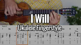 The Beatles - I Will (Ukulele Fingerstyle) - Tabs On Screen