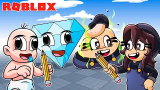 CONVIERTE EN LO QUE DIBUJAS (DIAMANTE Y CAQUITA) ✍️🤩 BEBE NOOB y NOOBSI en Roblox