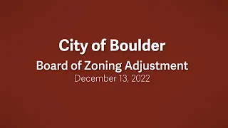 12-13-22 Board of Zoning Adjustment Meeting