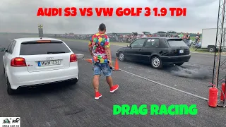 Audi S3 vs VW Golf 3 1.9 TDI drag racing 1/4 mile 🚦🚗 - 4K UHD