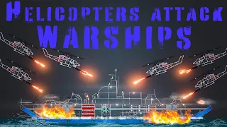 Helicopters attack warships in People Playground