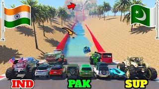 GTA 5 INDIA VS PAKISTAN VS SUPER CARS DESERT VALLEY WATER CROSSING CHALLENGE - Gta 5 Gameplay