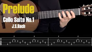 Prelude - Cello Suite no.1 - Guitar lesson + TAB